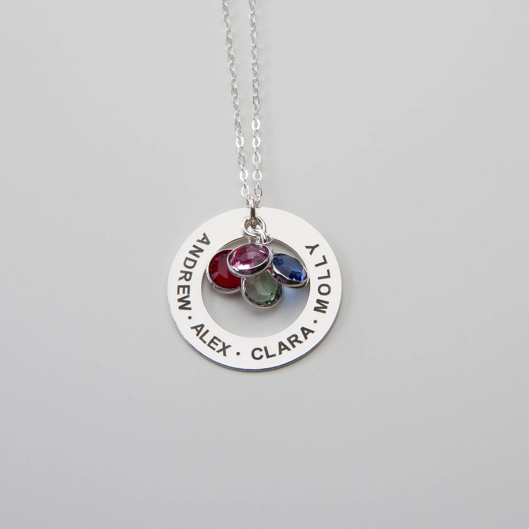 Custom Family Name Necklace with Birthstones - CG394N. Starts at