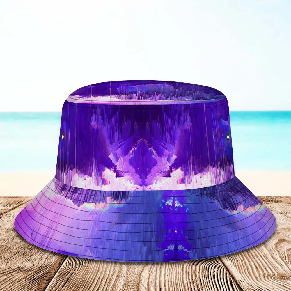 Custom Photo Bucket Hat Unisex Personalised Hiking Beach Sports Hats Purple Abstract Texture