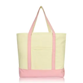 Dalix 22" Cotton Canvas Tote Bag (Zippered Top)