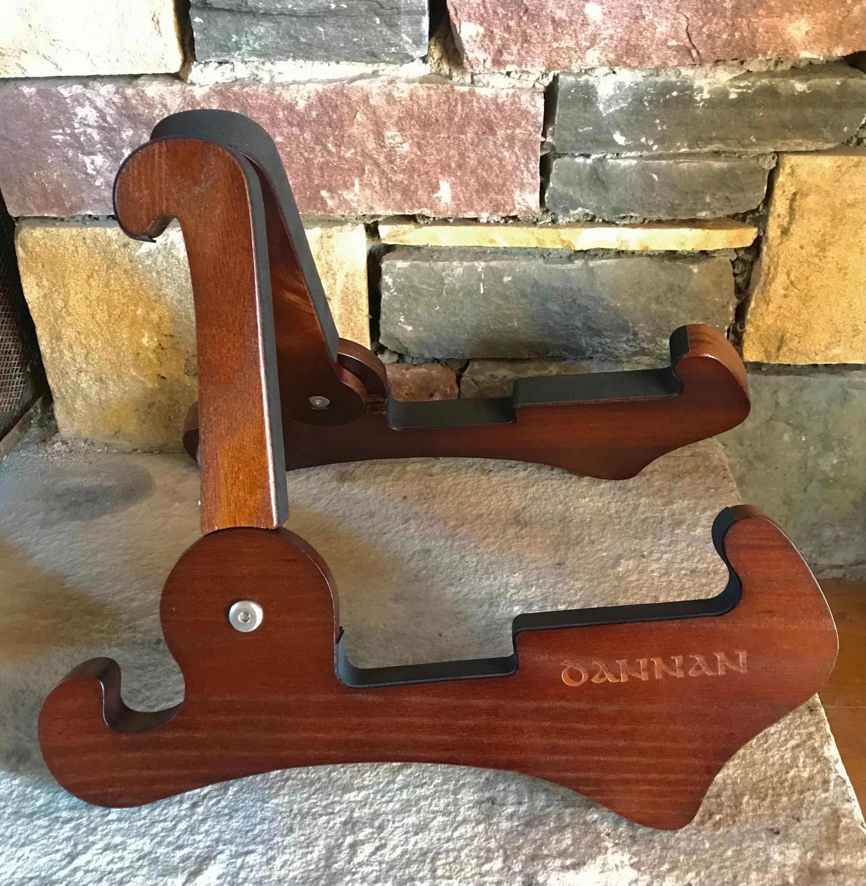 Dark Walnut Foldable Wooden Guitar Stand by Dannan