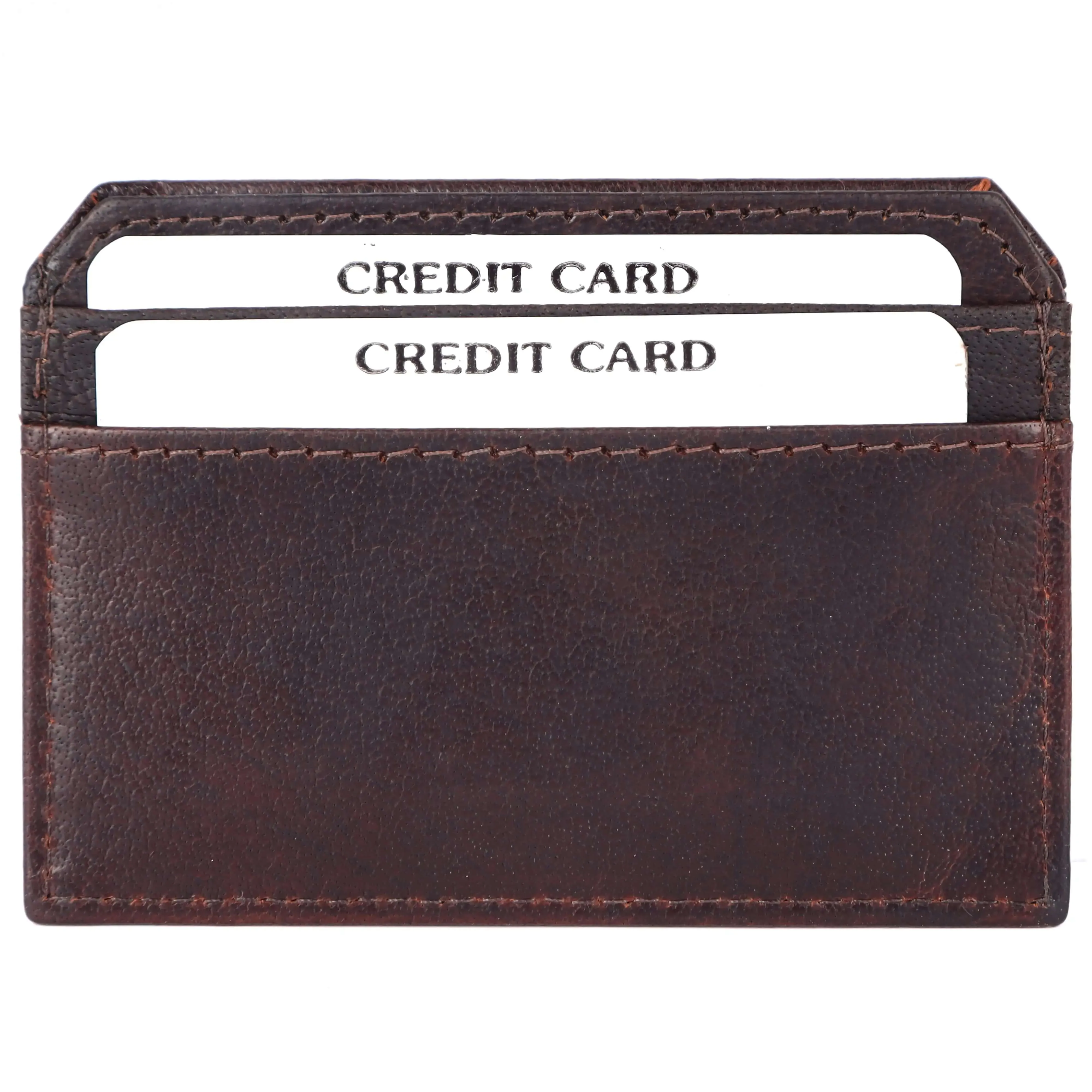 Deep Brown Leather Card Case (4 Slots) - Slim & Sophisticated