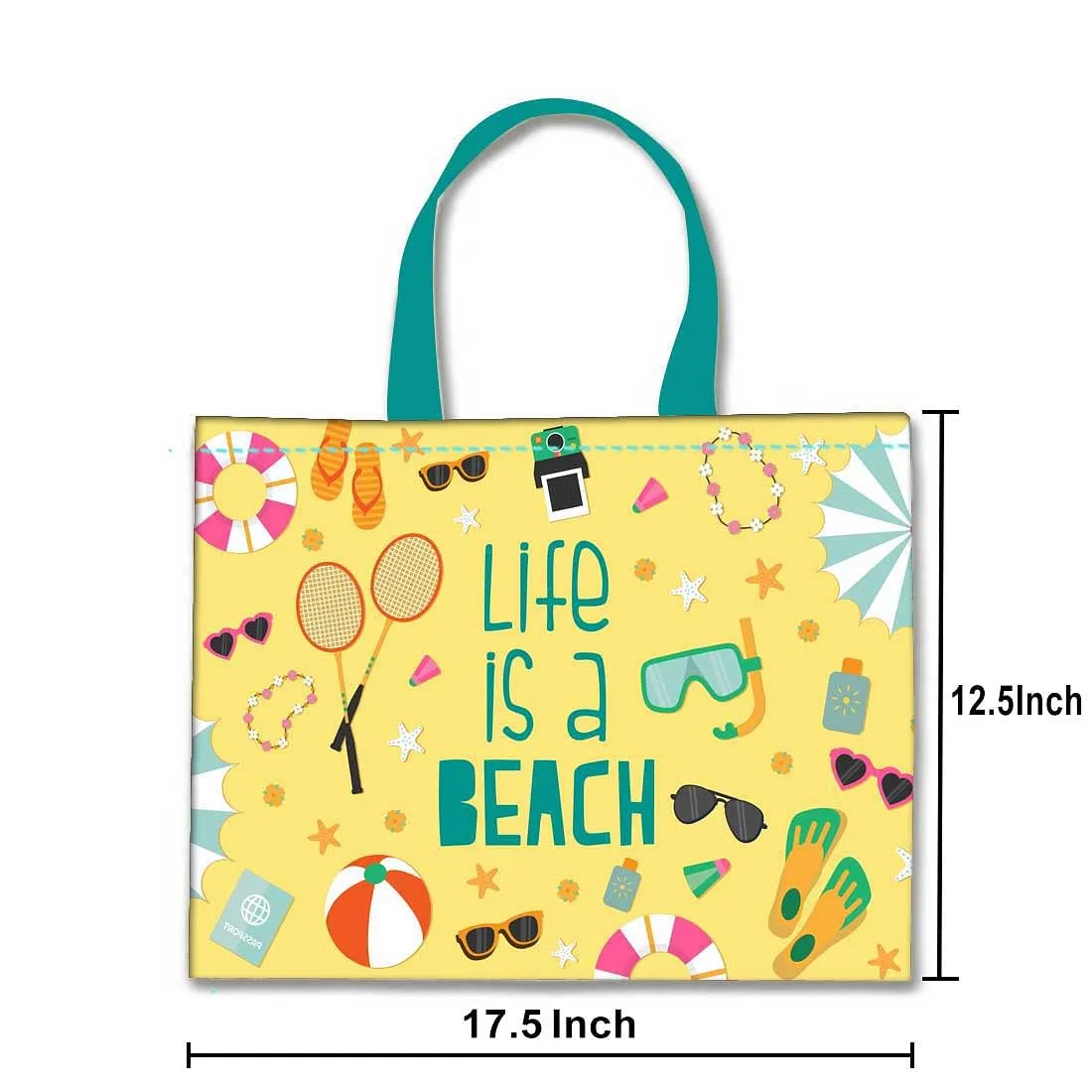 Designer Tote Bag With Zip Beach Gym Travel Bags -  Life is a beach