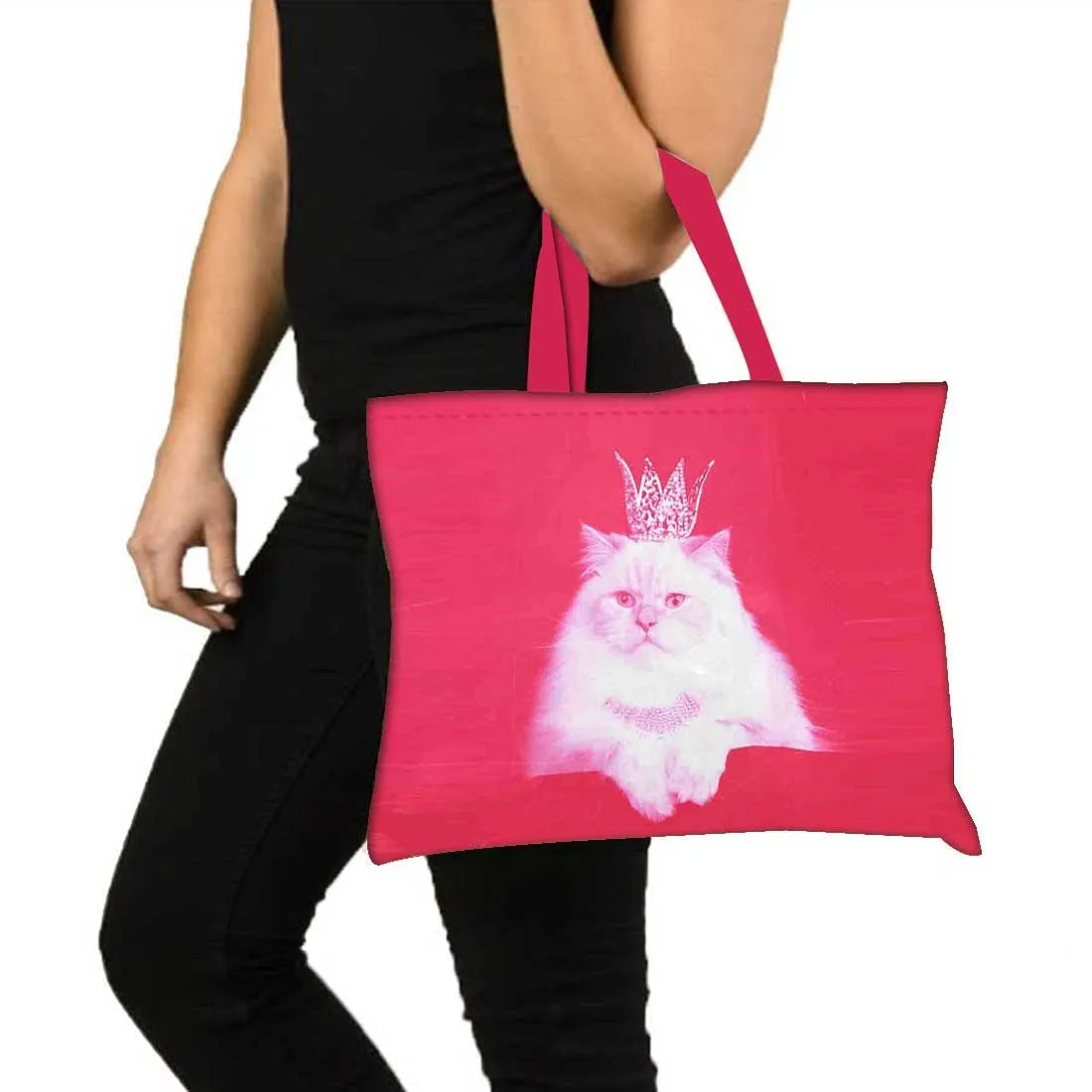 Designer Tote Bag With Zip Beach Gym Travel Bags -  Princess Cat