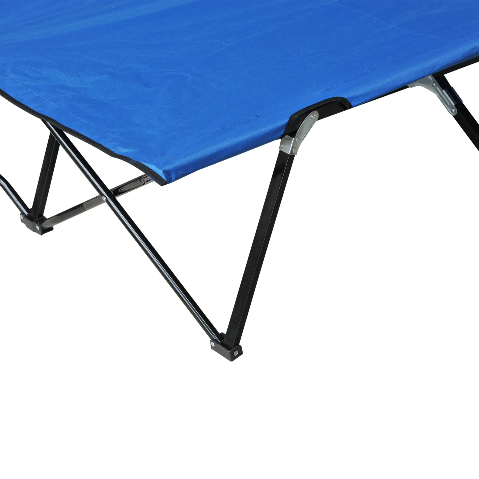 Double Camping Cot Foldable Sunbed Outdoor Patio Sleeping Bed Super w/ Carr Bag (Blue)