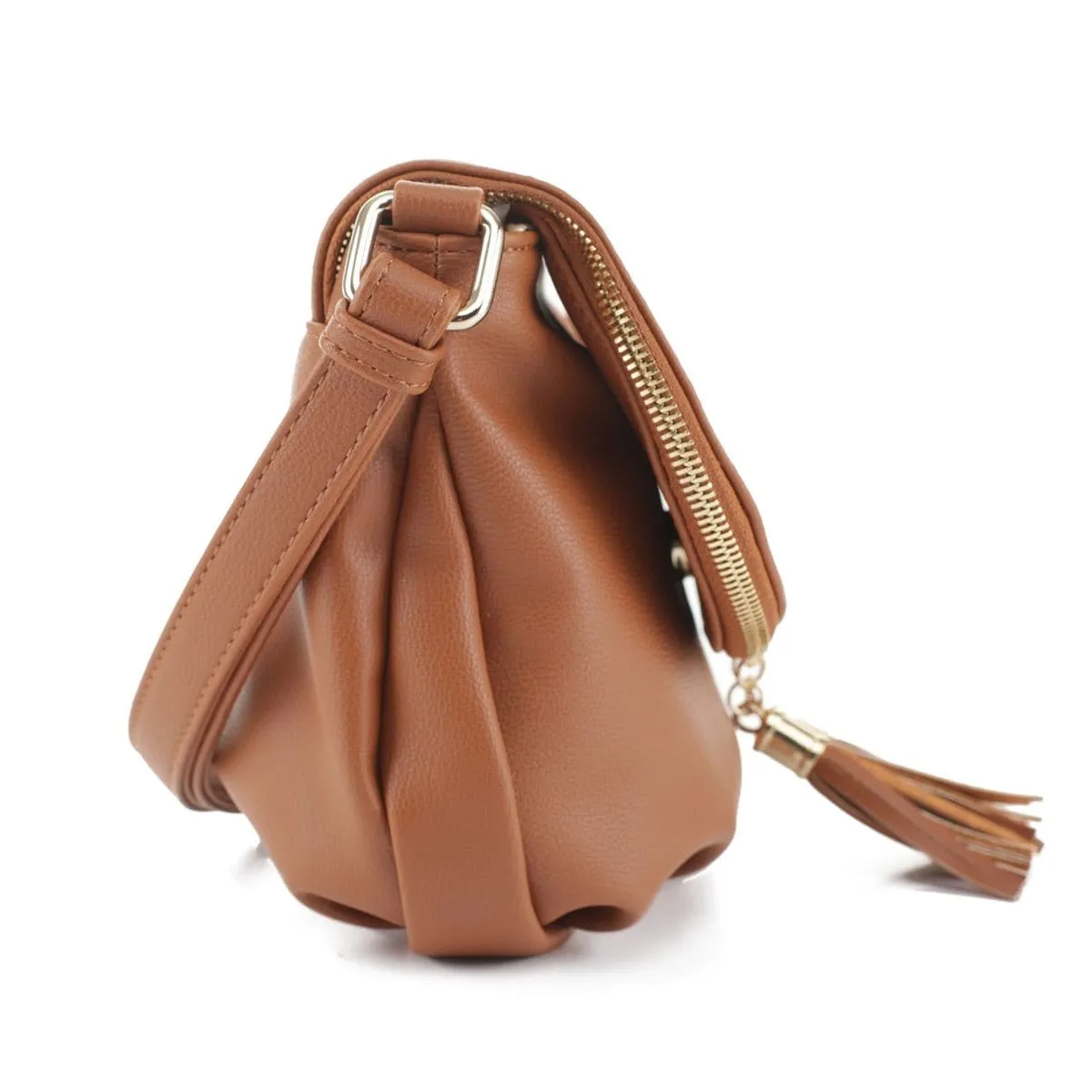 EM1352 Monogammable Fold-Over Crossbody w/ Tassels