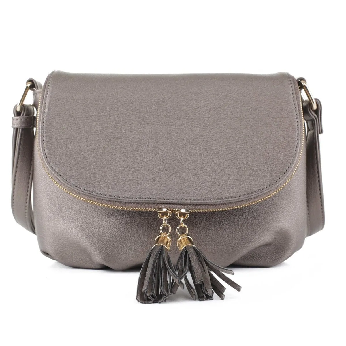 EM1352 Monogammable Fold-Over Crossbody w/ Tassels