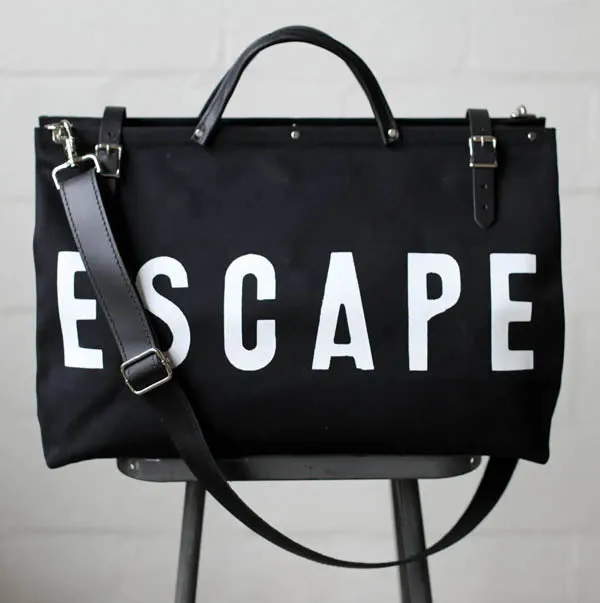 Escape Canvas Utility Bag - Black - With Shoulder Strap