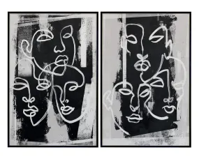 Face To Face (set Of 2) - 40" X 60" - Black Floater Frame