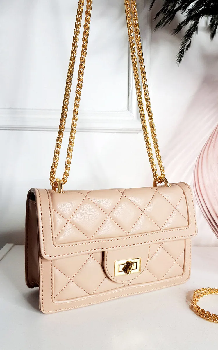 Faux Leather Chain Strap Shoulder Bag