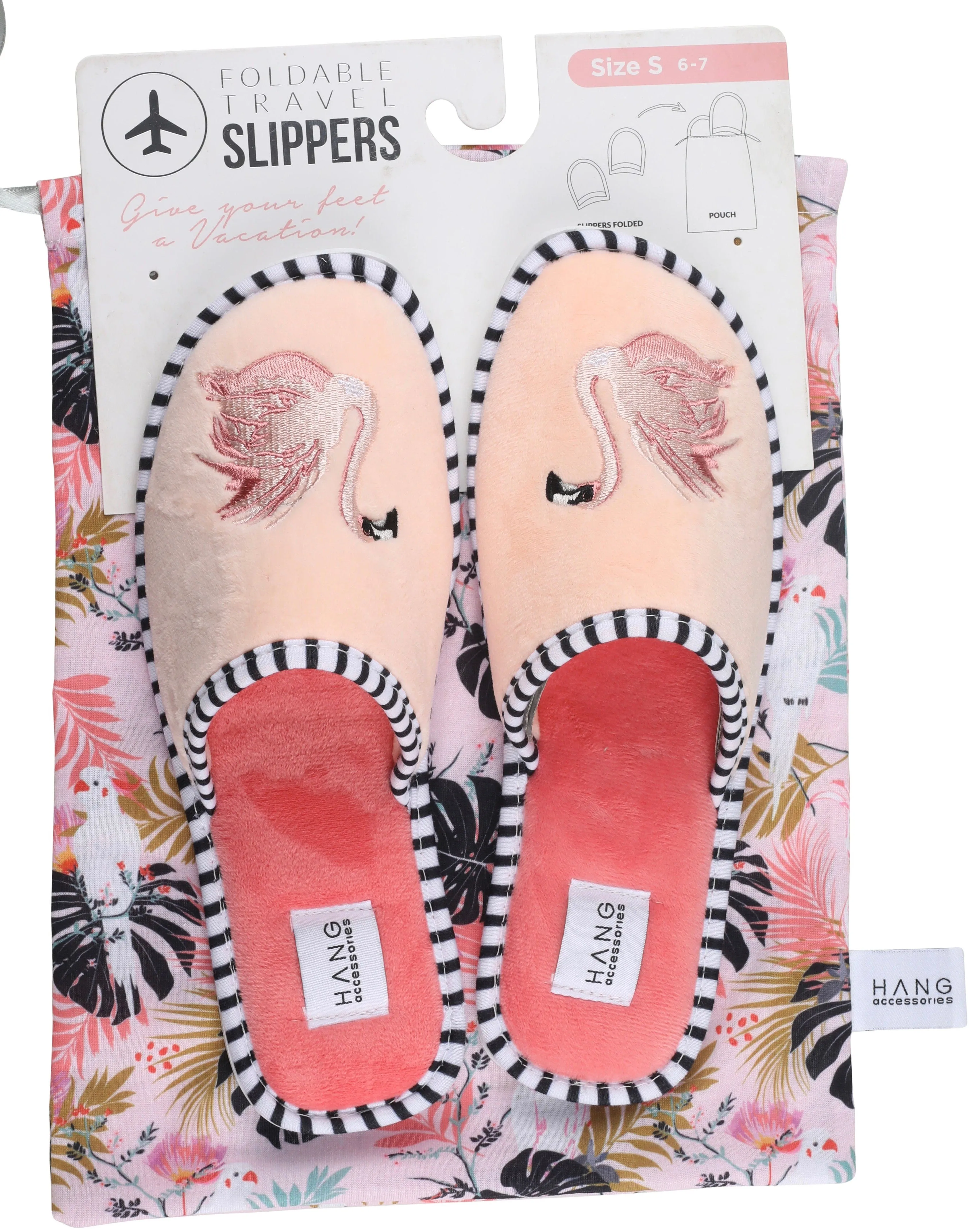 Foldable Travel Slippers Flamingo