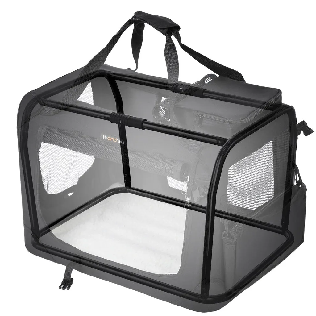 Folding Fabric Dog Carrier, Mesh Windows, 60cm, Black - FEANDREA