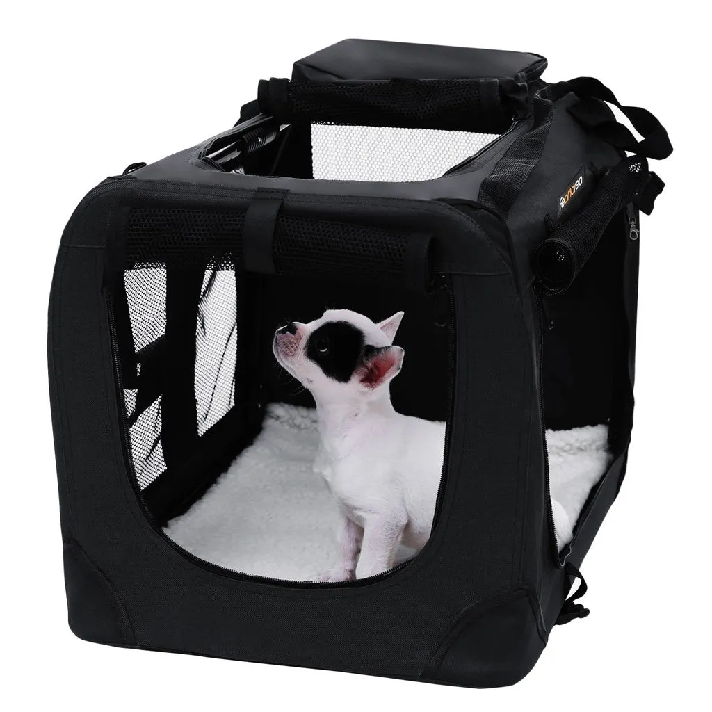 Folding Fabric Dog Carrier, Mesh Windows, 60cm, Black - FEANDREA