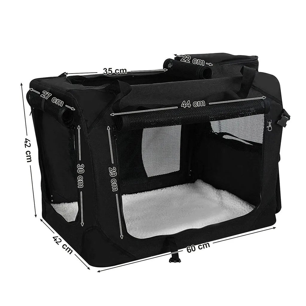 Folding Fabric Dog Carrier, Mesh Windows, 60cm, Black - FEANDREA