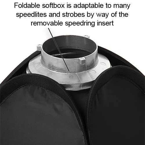 Fotodiox Pro Foldable Softbox PLUS Grid (Eggcrate) with Photogenic Speedring for Photogenic, Norman ML, and Compatible Strobes