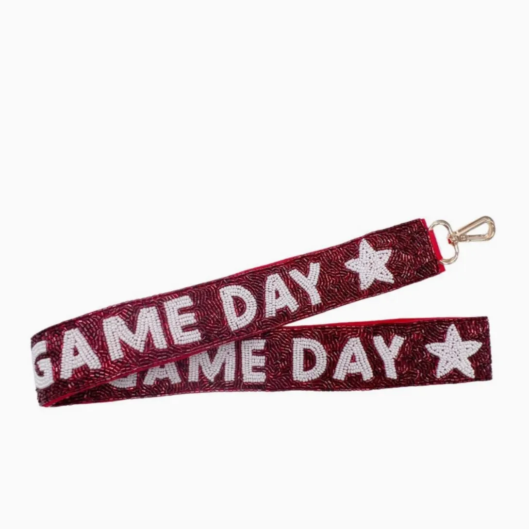 Game Time Game Day Maroon Beaded Bag Strap