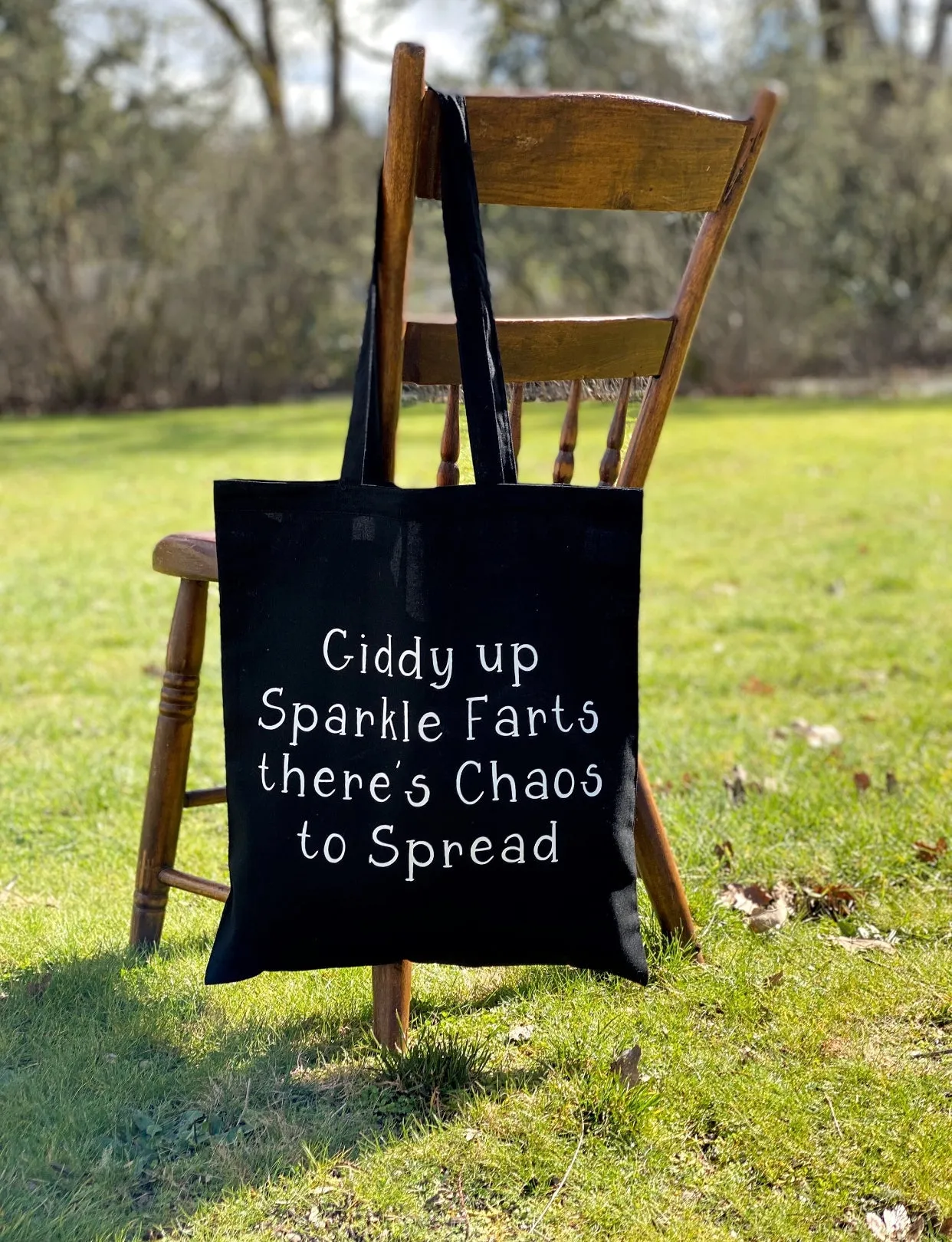 Giddy up Sparkle Farts Cotton Tote Bag, Lightweight Thin Natural Cotton Tote Bag, Reusable Tote Bag, Farmers Market Bag