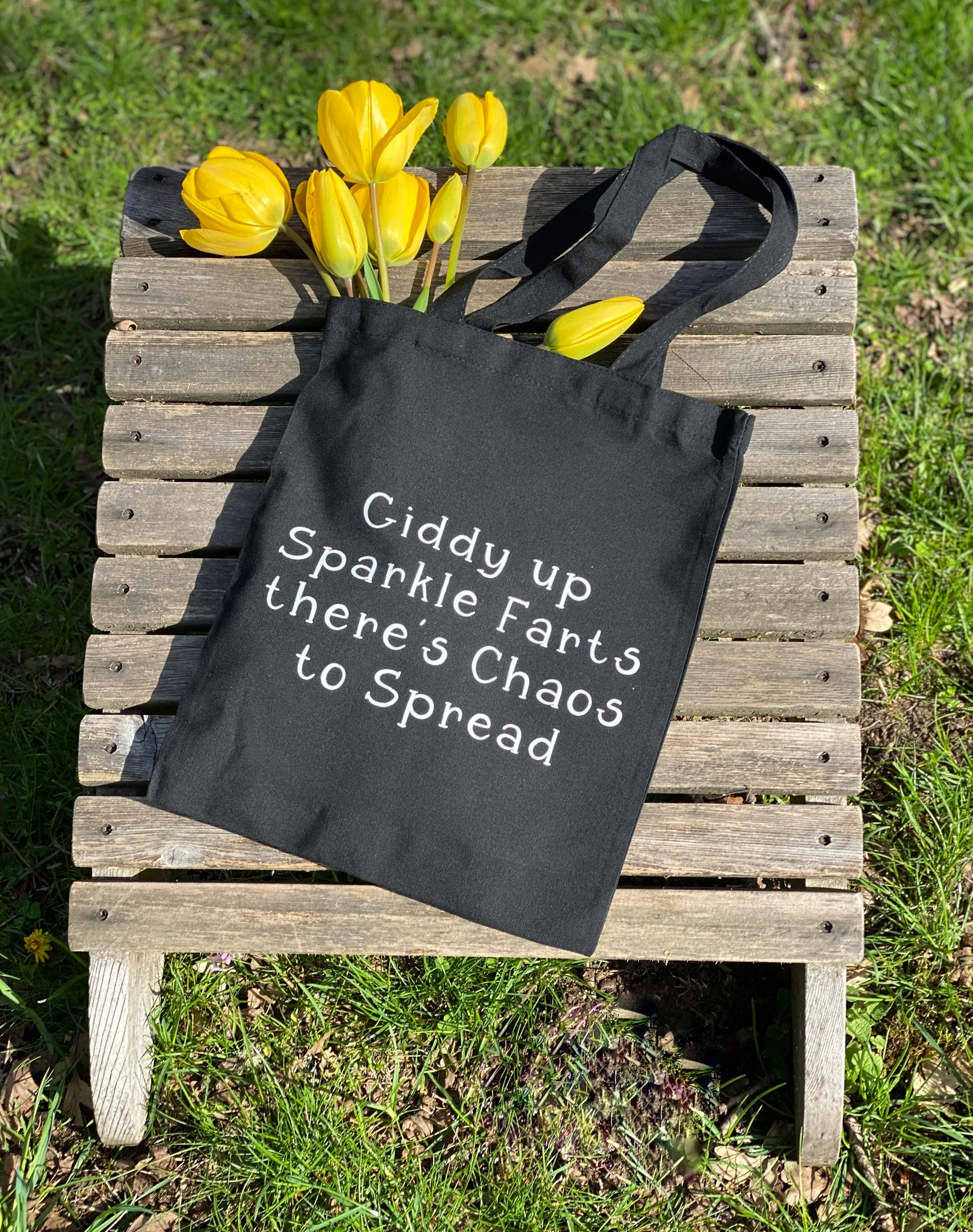 Giddy up Sparkle Farts Cotton Tote Bag, Lightweight Thin Natural Cotton Tote Bag, Reusable Tote Bag, Farmers Market Bag