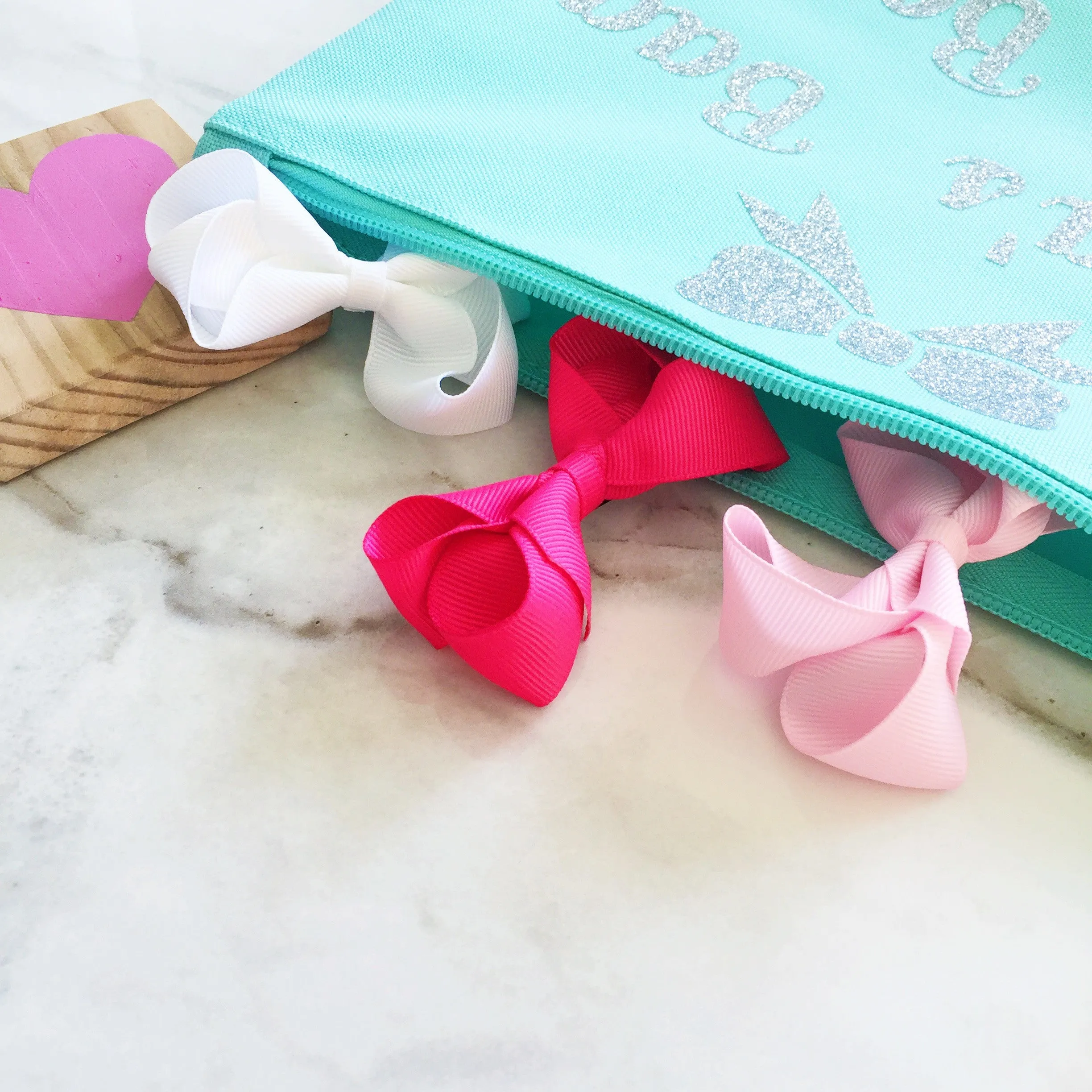 Girls Personalised Beauty Bag & Hair Bow Gift Set