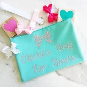 Girls Personalised Beauty Bag & Hair Bow Gift Set