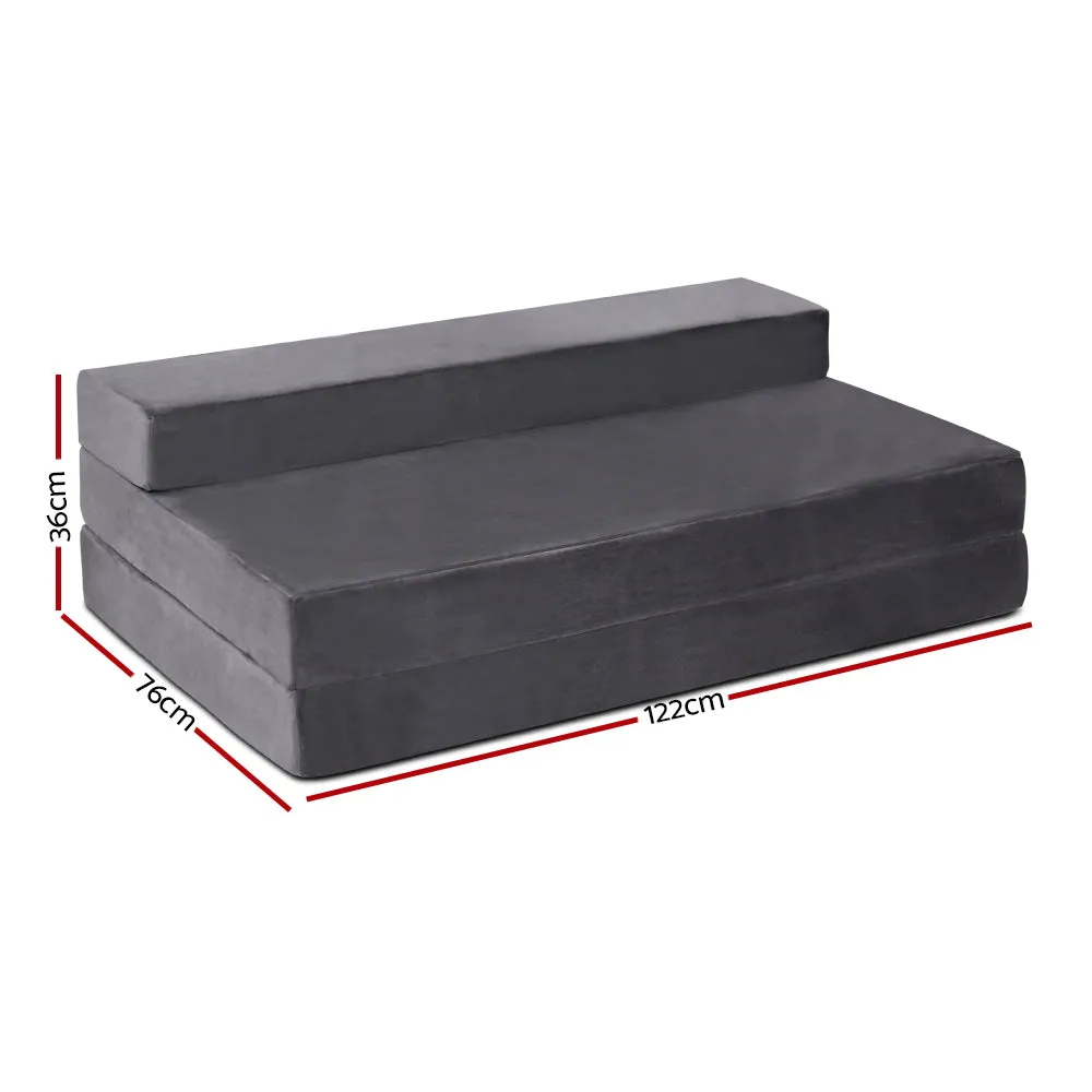 Giselle Bedding Double Size Folding Foam Mattress Portable Bed Mat Velvet Dark Grey