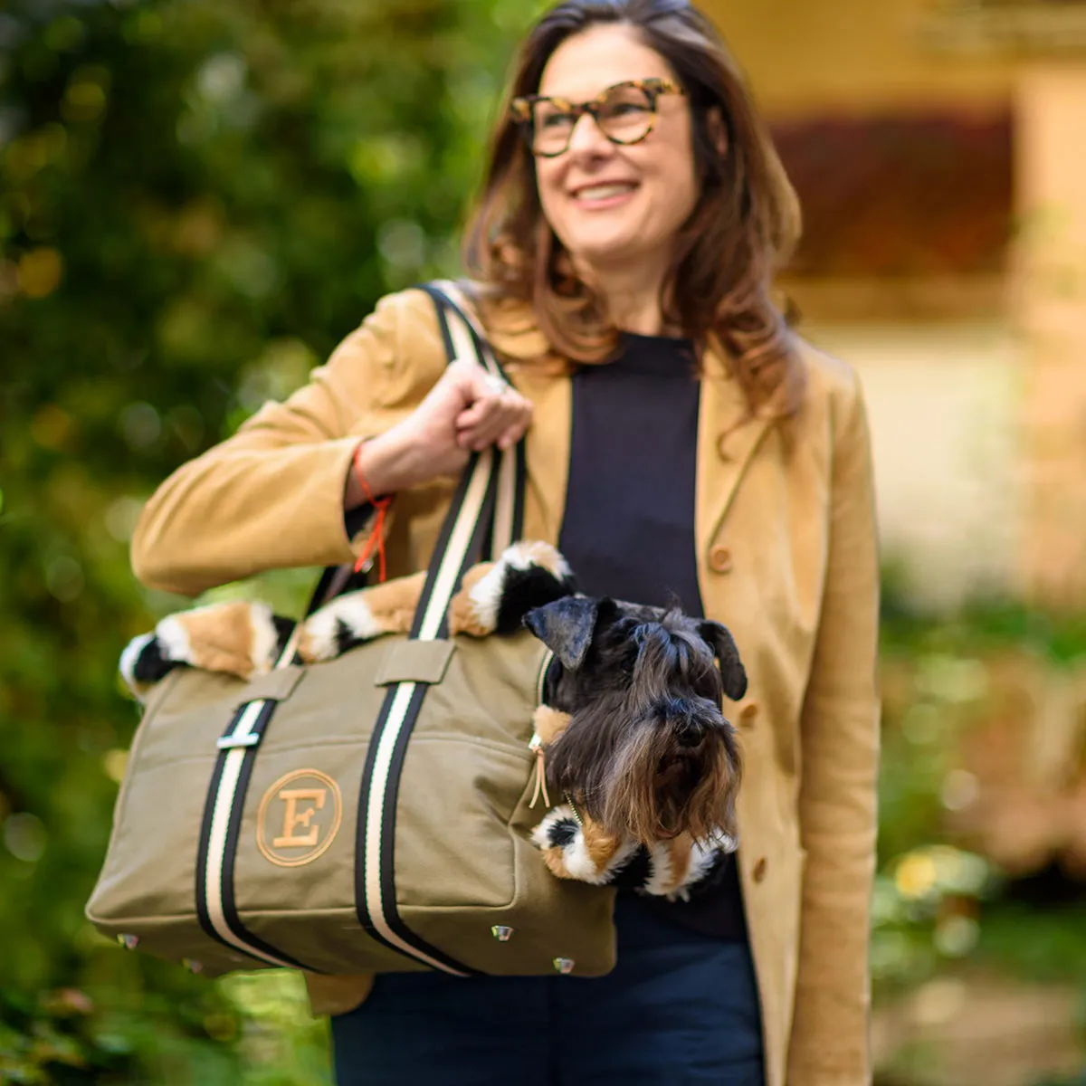 Green Bag And Fur Dog Carrier