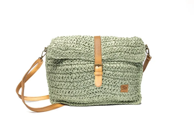 Groen gevlochten crossbody dames schoudertas