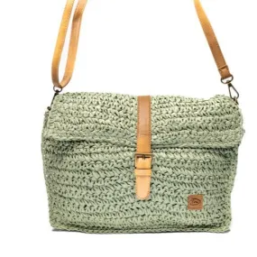 Groen gevlochten crossbody dames schoudertas