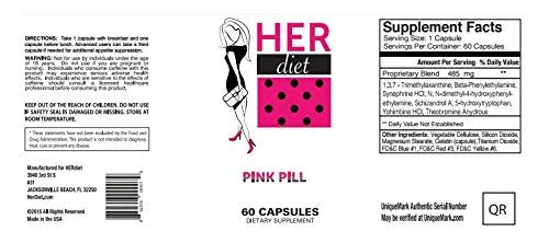 HERdiet Weight Loss Pills 60 Pink Capsules for Women Appetite Control and Increased Energy