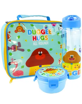 Hey Duggee & Animals Childrens 3 Piece Lunch Bag, Bottle & Snackpot Set