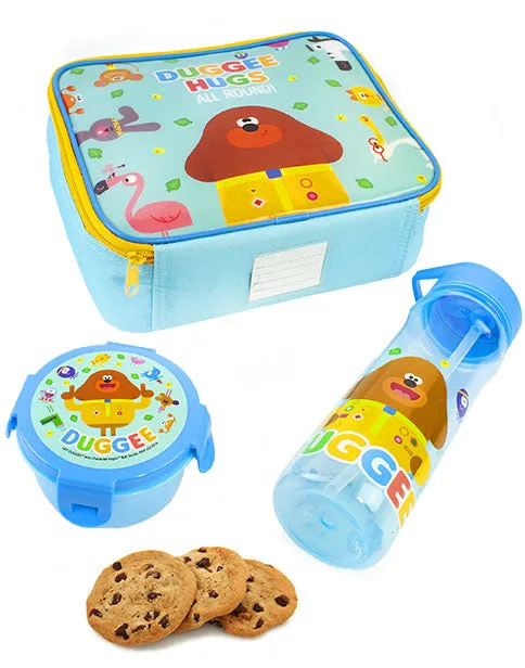 Hey Duggee & Animals Childrens 3 Piece Lunch Bag, Bottle & Snackpot Set