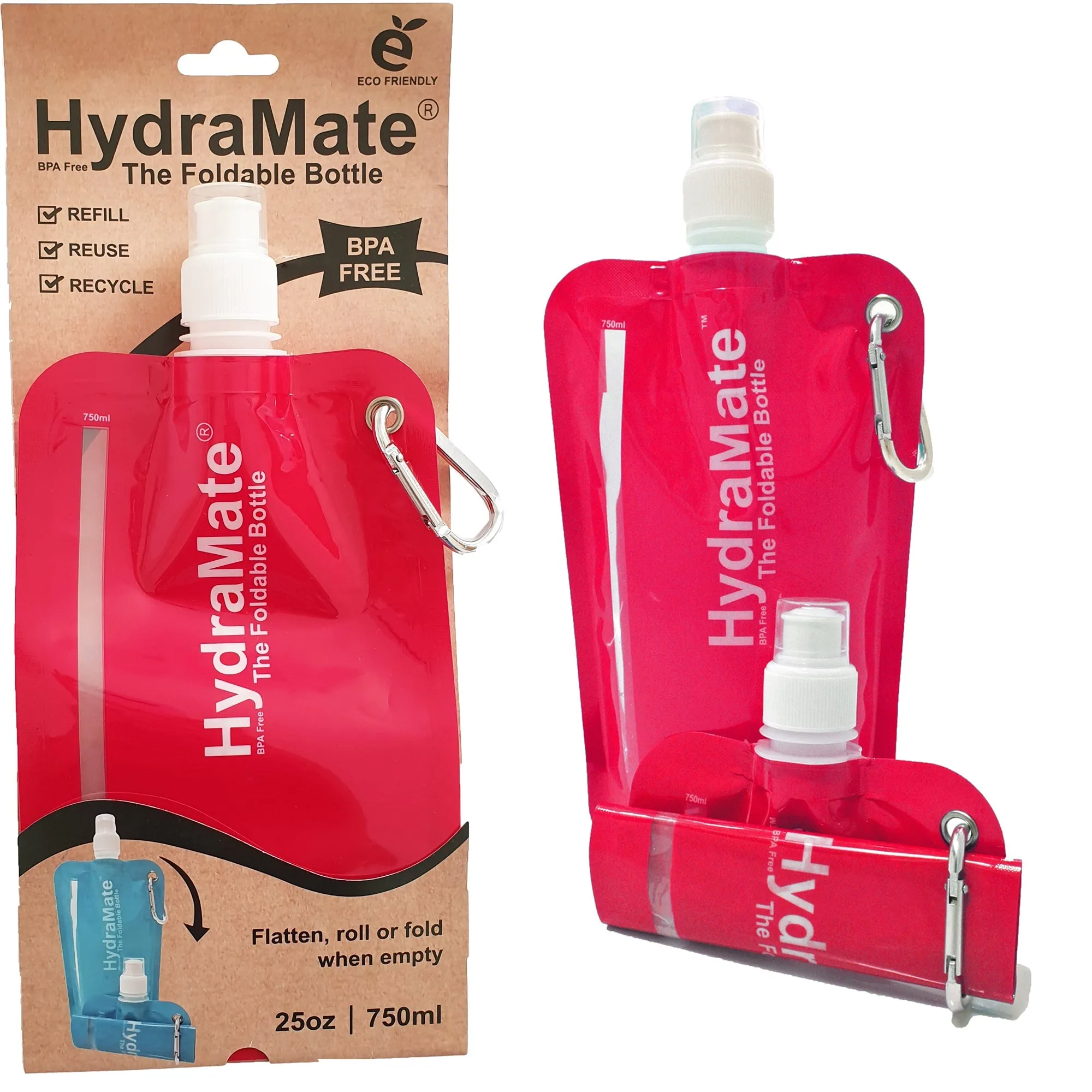 HydraMate Foldable Bottle. Collapsible Water Bottle 750ml