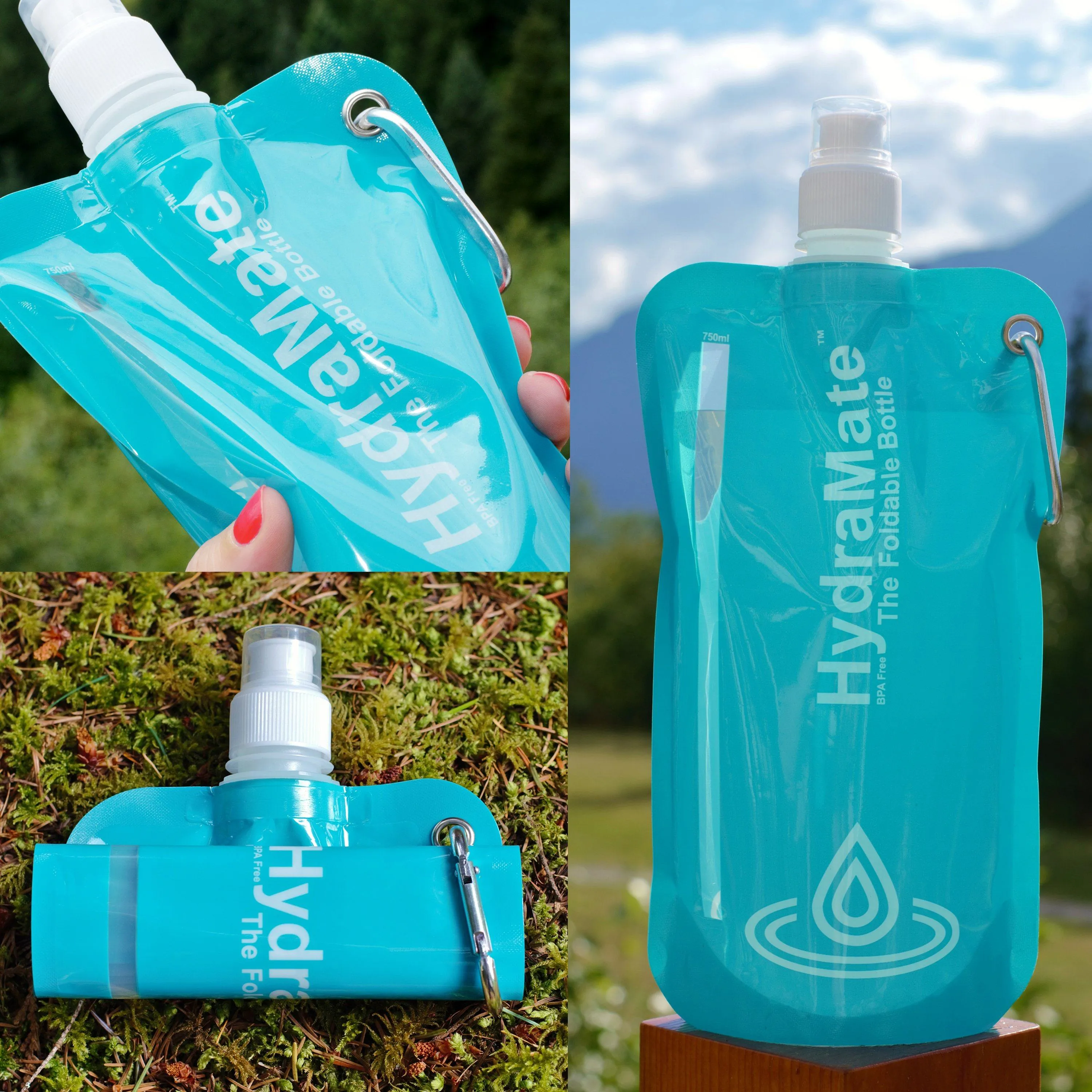 HydraMate Foldable Bottle. Collapsible Water Bottle 750ml