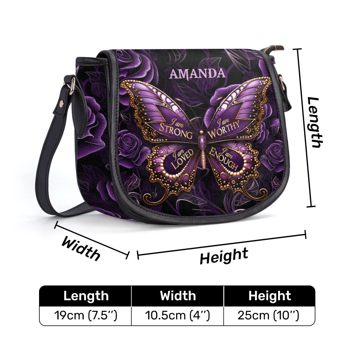 I Am Love Personalized Leather Saddle Bag - Religious Bags For Women