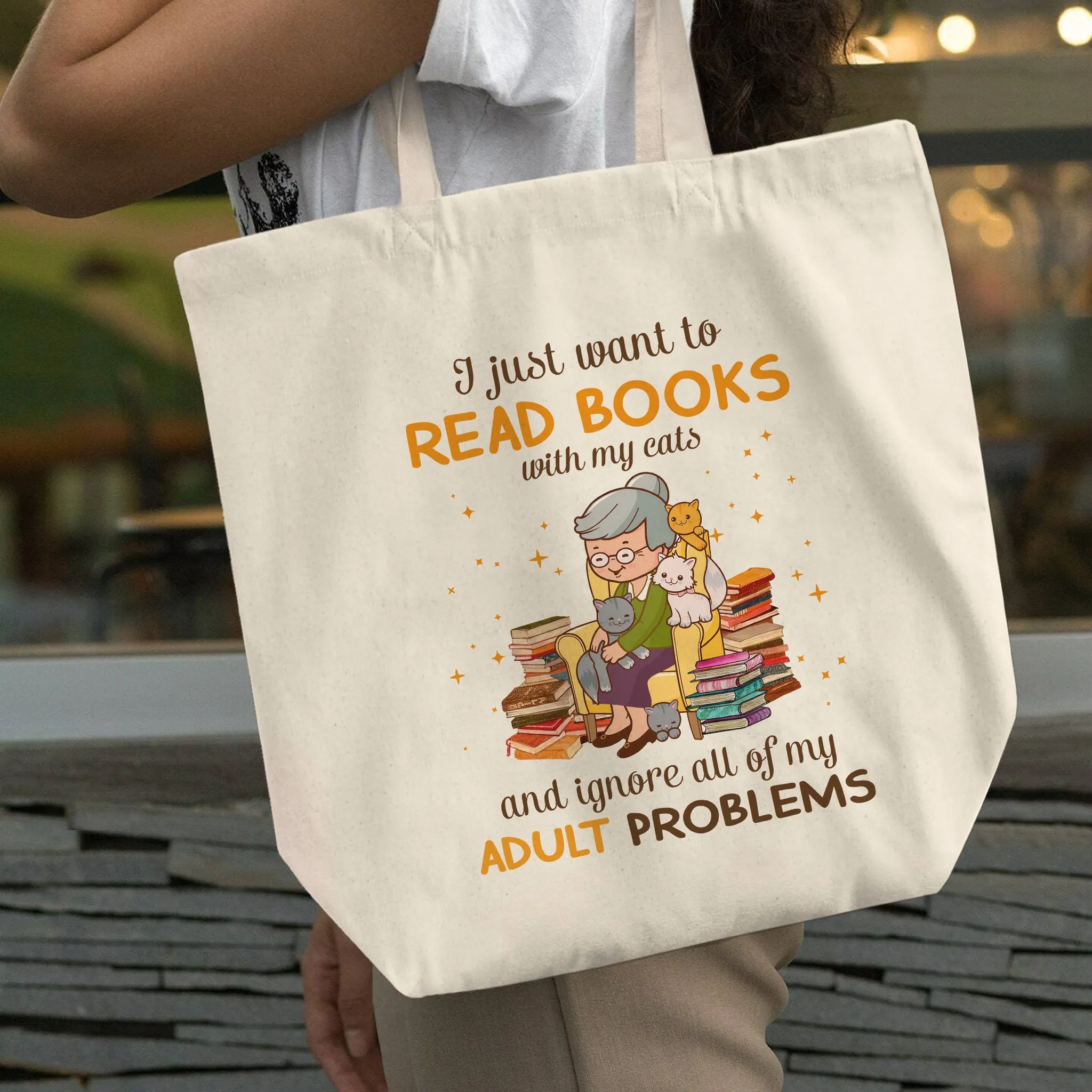 I Just Want To Read Books With My Cats And Ignore All My Adult Problems Book Lover Gift TBW173