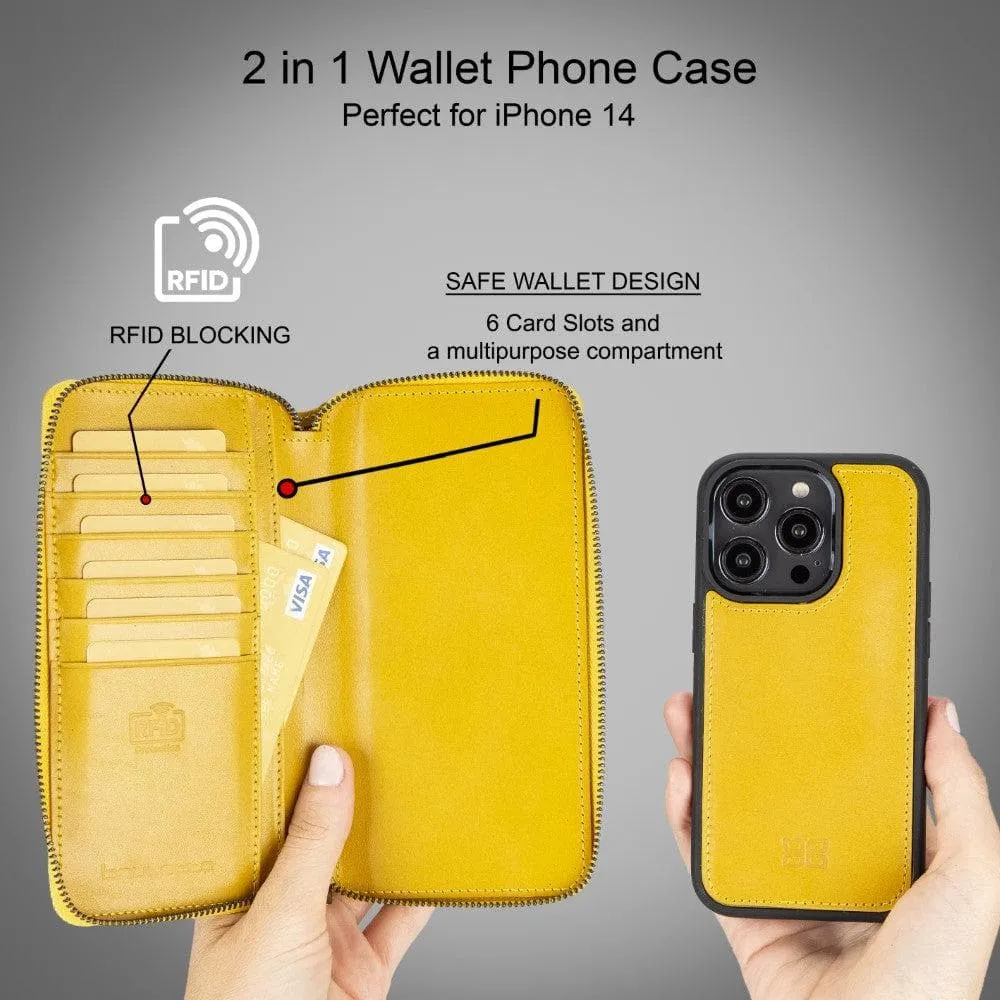 iPhone 14 Series Magnetic Leather Wallet Case