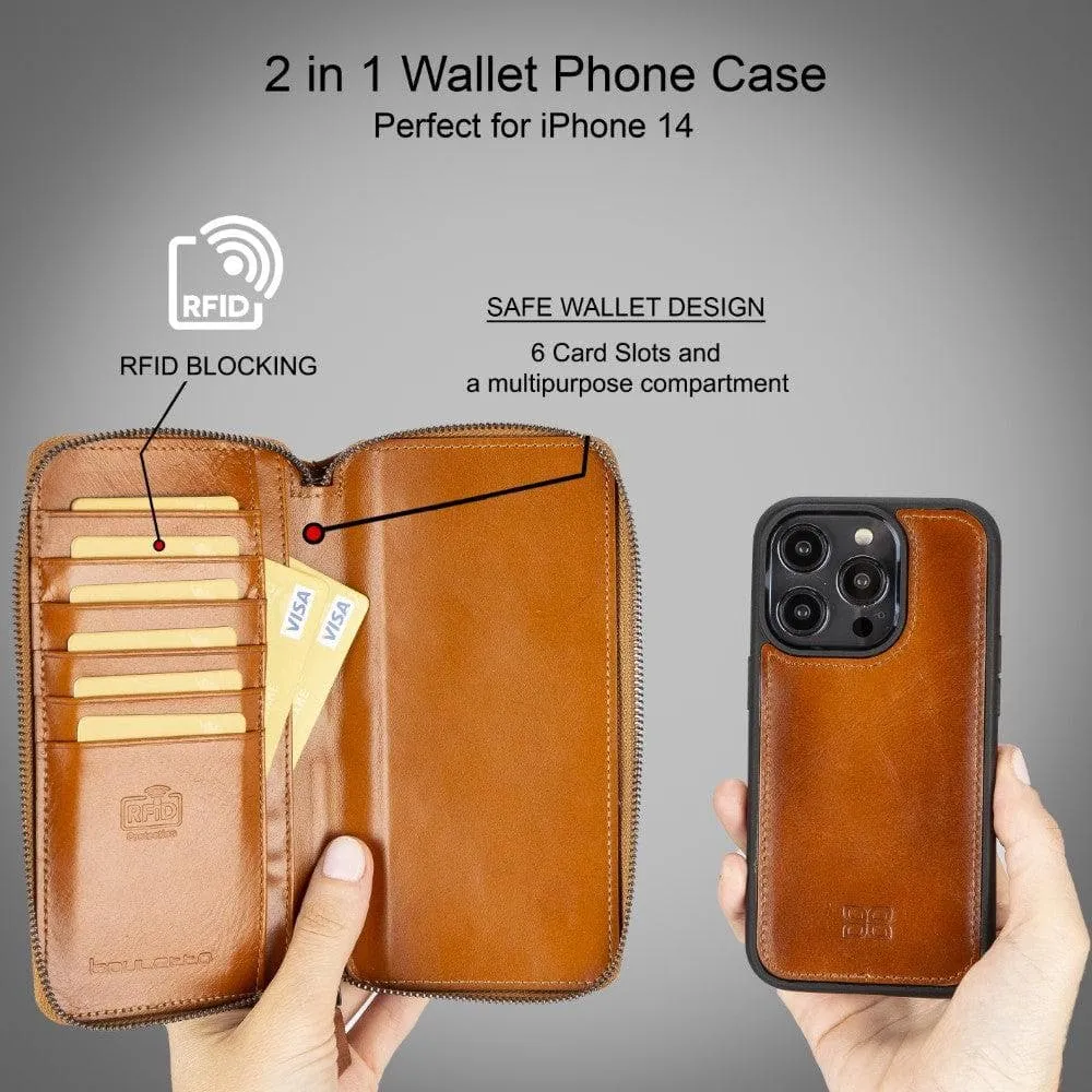 iPhone 14 Series Magnetic Leather Wallet Case