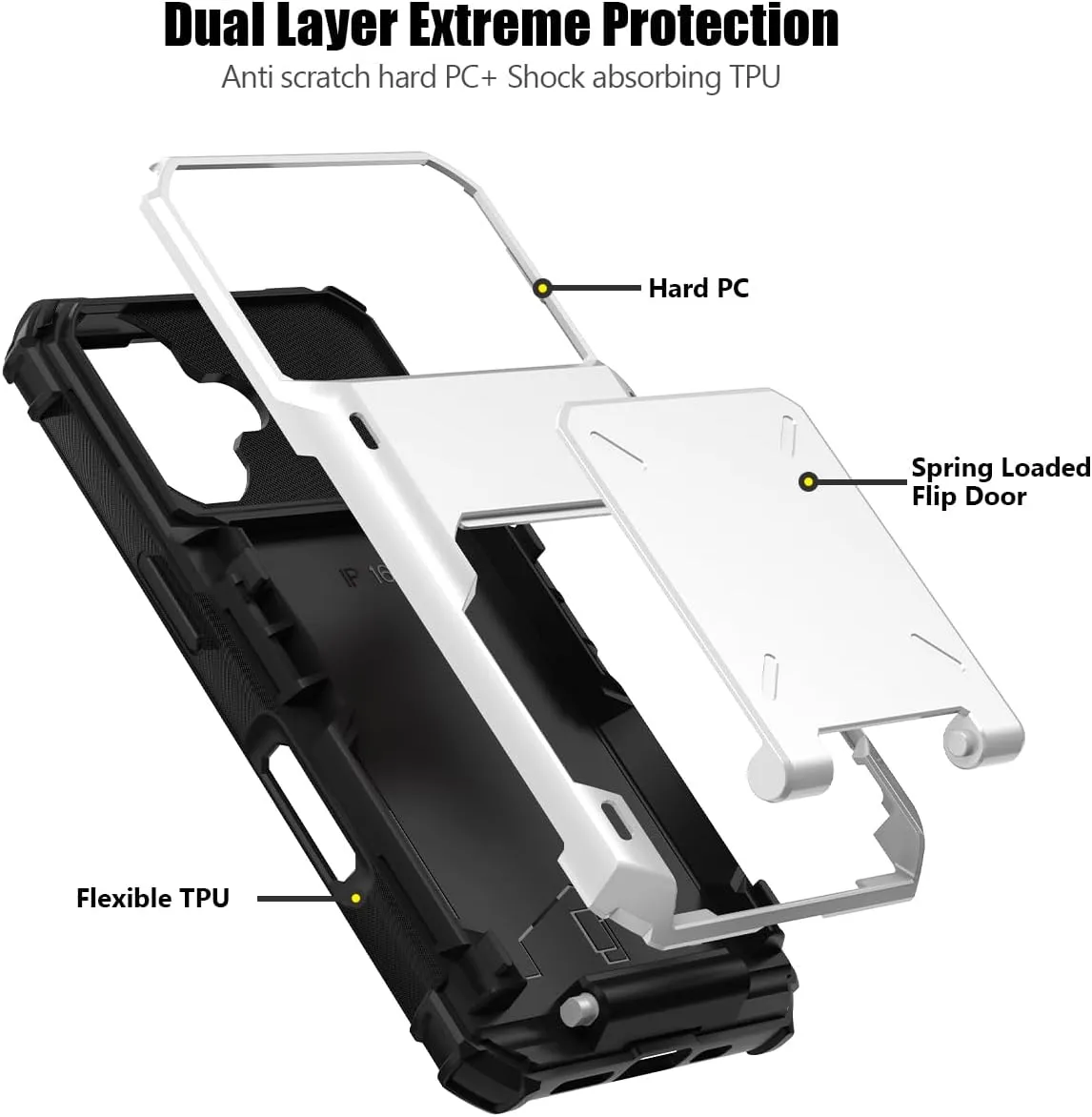 iPhone 16 Case Holder Store 5 Cards Dual Layer Heavy Duty Shockproof Wallet Case Hidden Card Slot Large Storage Cover