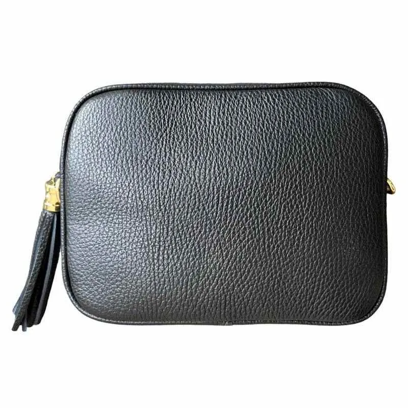 Italian Leather Big Box Bag in Black