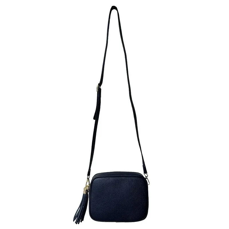 Italian Leather Big Box Bag in Navy