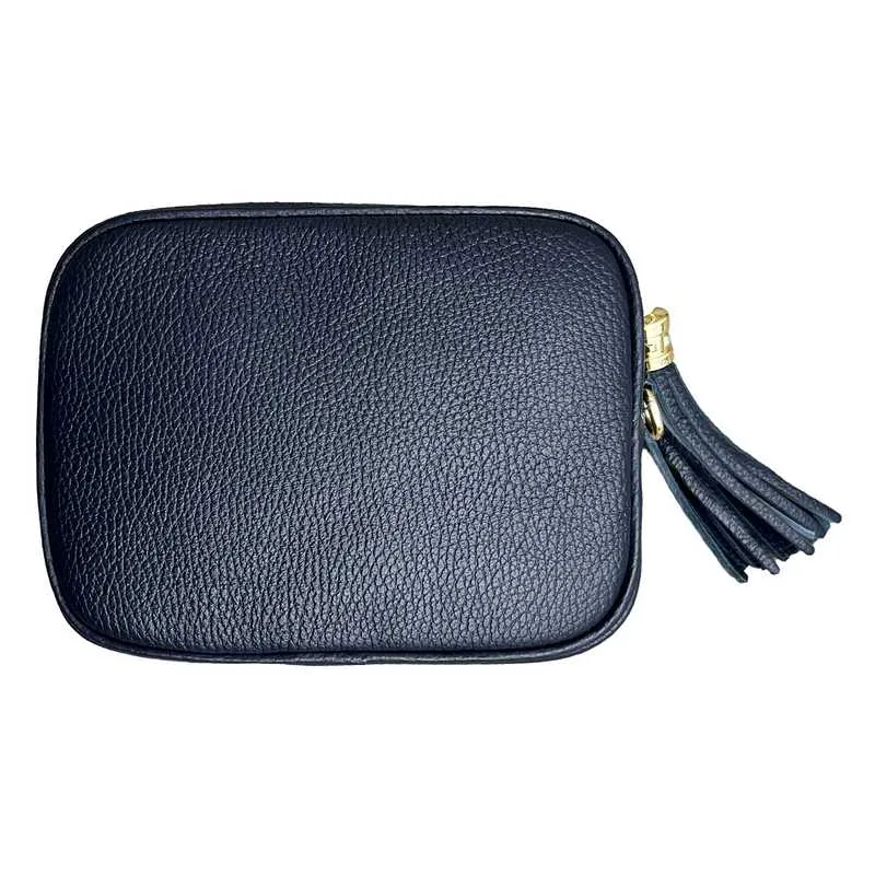 Italian Leather Big Box Bag in Navy