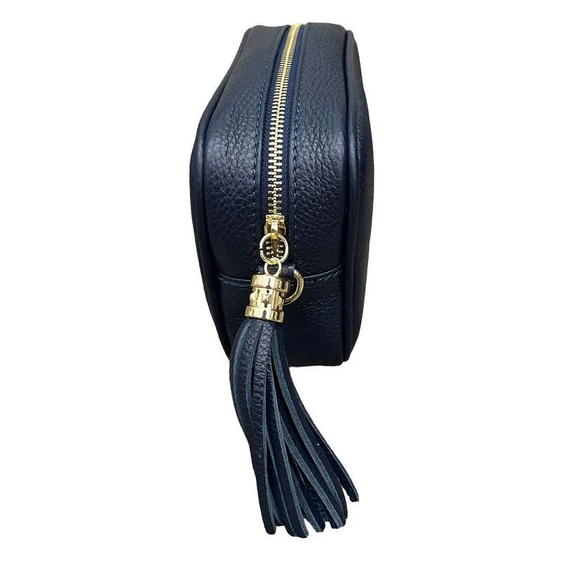 Italian Leather Big Box Bag in Navy