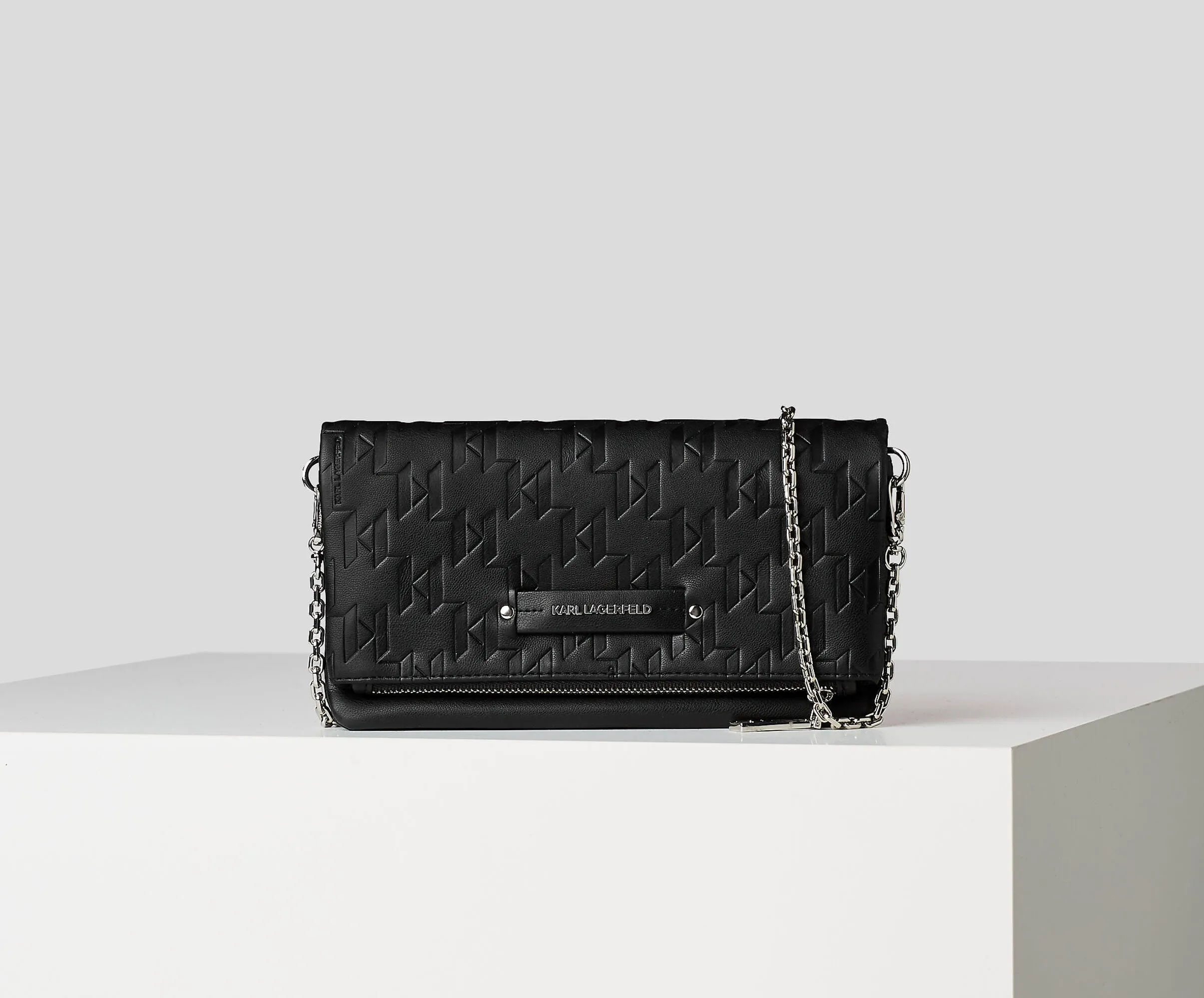 Karl Lagerfeld Embossed Wallet In Black For Women