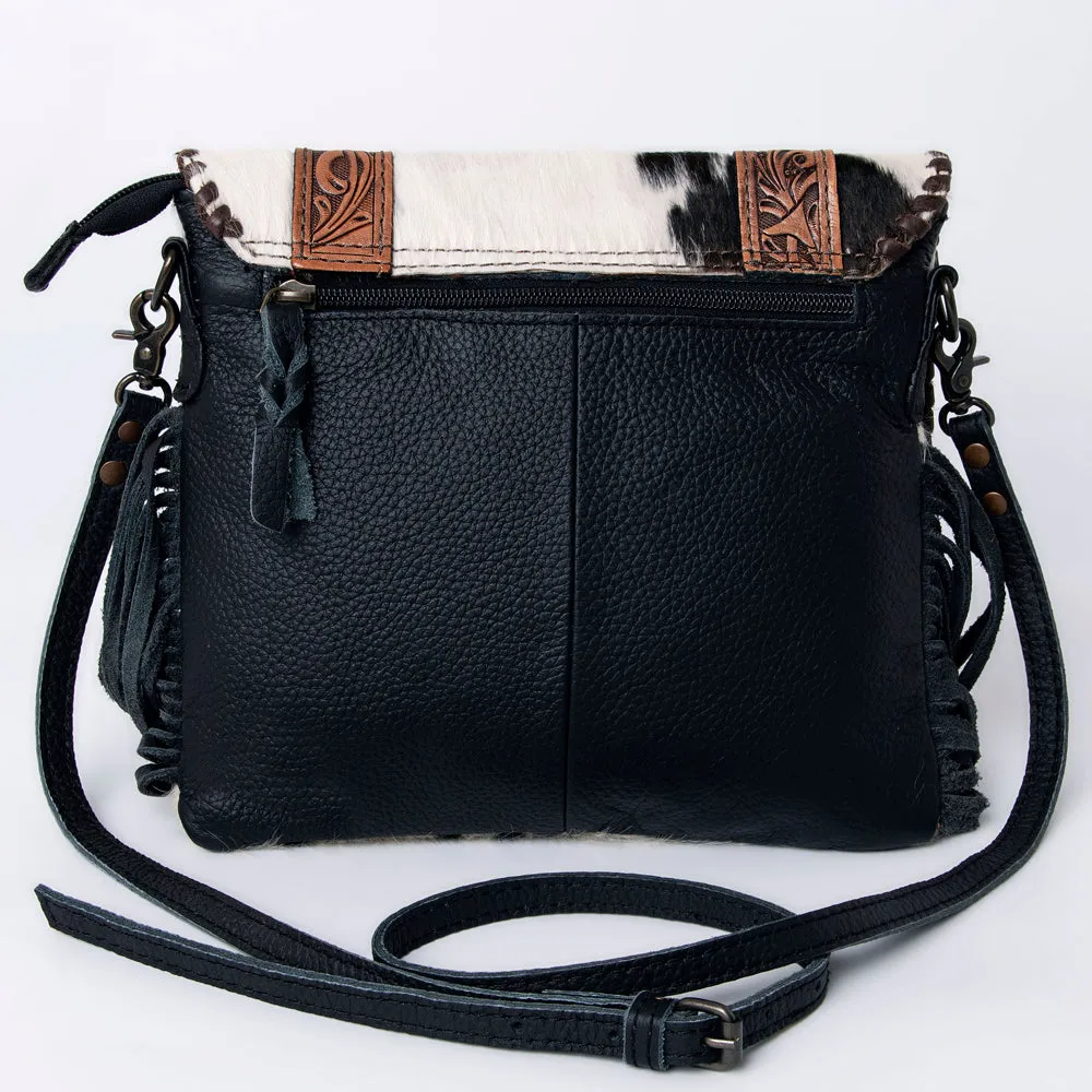 KBG171 - KBG171 -CROSS BODY Hand Tooled Saddle Leather with Cowhide Leather and Upcycled Canvas Ladi