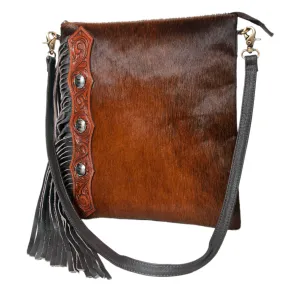 KBK102 - KBK102 -CROSS BODY Hand Tooled Saddle Leather with Cowhide Leather Ladies Bag KBK102 - KBK1