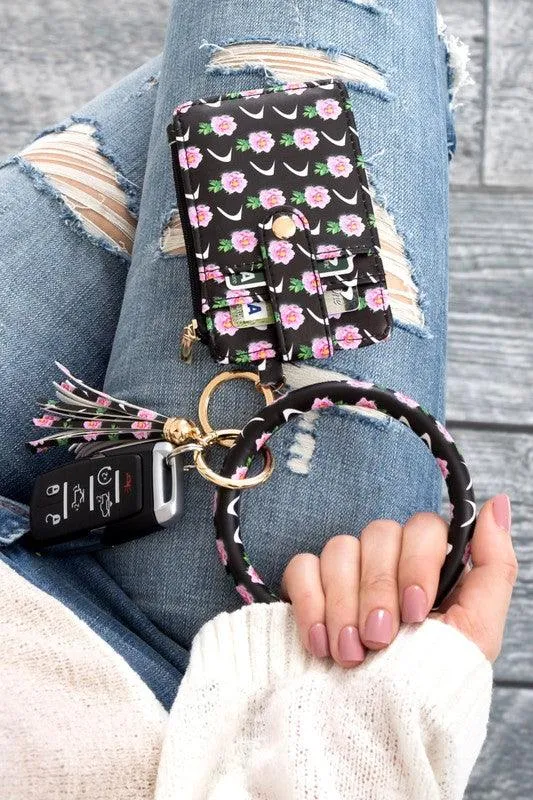 Key Ring Wallet Bracelet Id Zip Up