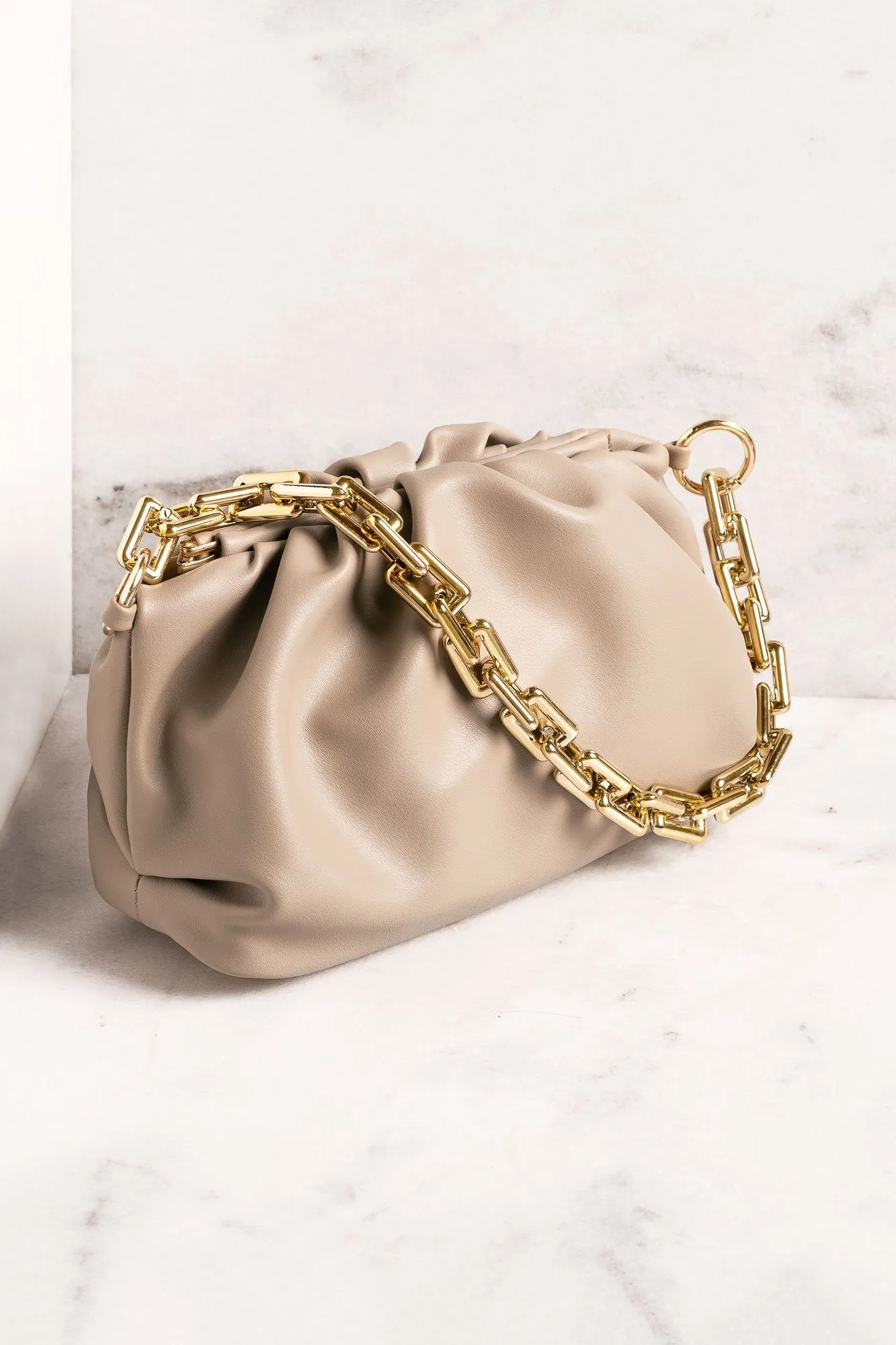 Kira Khaki Gold Chain Purse