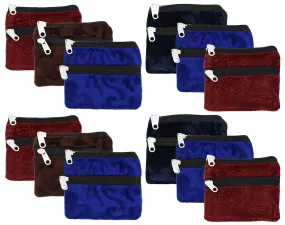 Kuber Industries Velvet 24 Pieces Women Cloth Handy Purse/Coin Pouch/batwa/Wallet with Two Zipper (Multi) -CTLTC039158