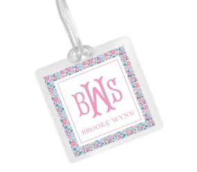 Laminated Bag Tag - Pink Liberty Monogram