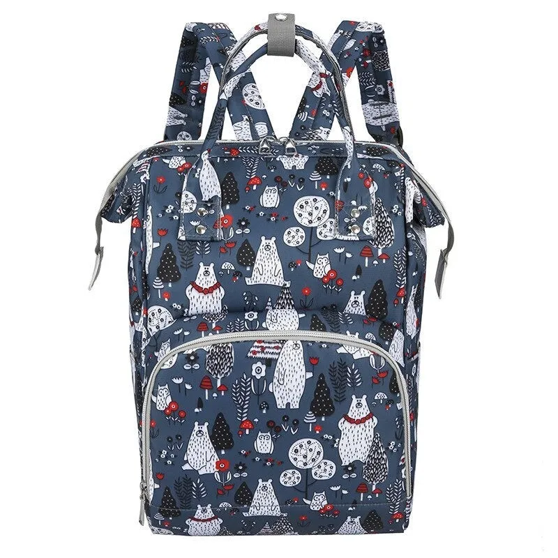 Large Capacity Cartoon Print Mommy Baby Care Diaper Bag