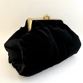 Late 40s/ Early 50s Black Velvet Muff & Change Purse